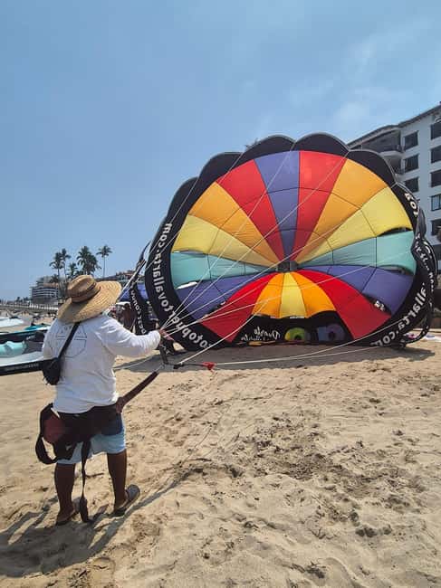 Puerto Vallarta: Private Parasailing Experience - The safety briefing and flight gear